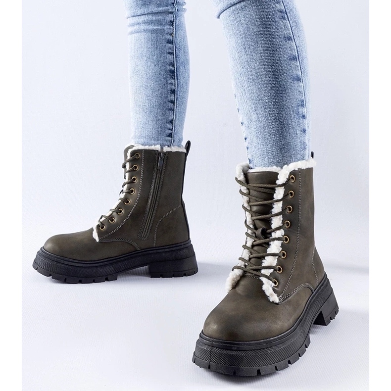 D/CEO Zelené zateplené kozačky od Tadasuni zelená 1