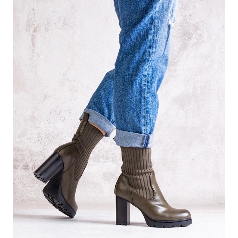 D/CEO Zelené kotníkové boty z eko kůže Asera 1