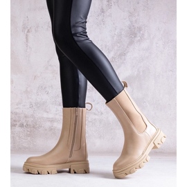 D/CEO Béžové vysoké kotníkové boty z eko kůže Manera béžový 1