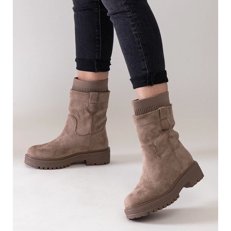 D/CEO Béžové nazouvací kotníkové boty s ponožkou Ralia béžový 1 D/CEO Béžové nazouvací kotníkové boty s ponožkou Ralia béžový 1