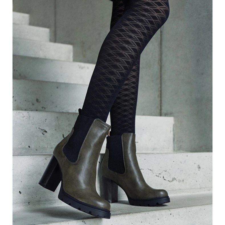 D/CEO Zelené nazouvací kotníkové boty z ekokůže Motena zelená 1