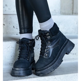 D/CEO Černé tenisky se silnou podrážkou a kožešinou Best černá 2