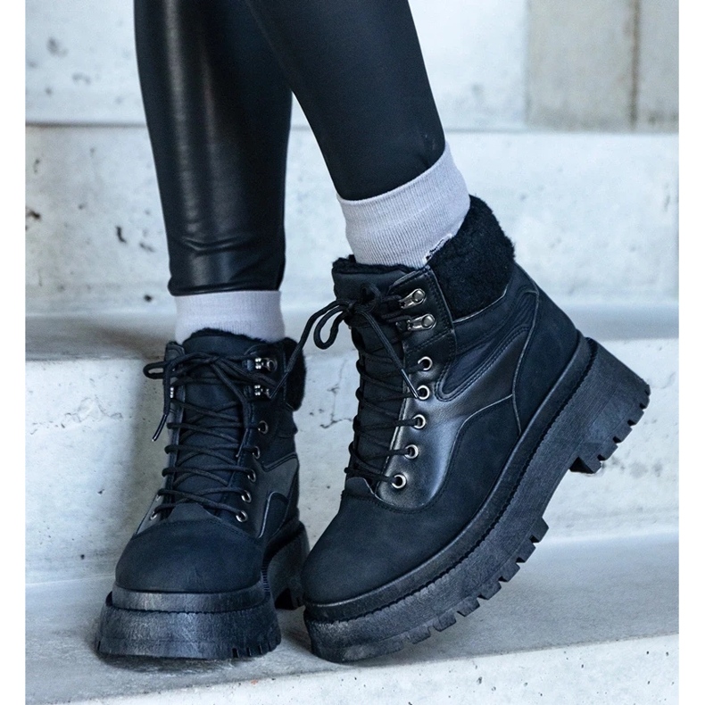 D/CEO Černé tenisky se silnou podrážkou a kožešinou Best černá 2