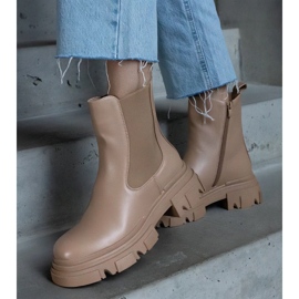 D/CEO Béžové zateplené kozačky na zip, eko kůže Amaris béžový 2