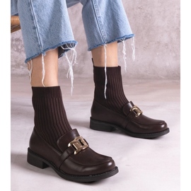 D/CEO Hnědé kozačky s látkovým svrškem značky Krisa hnědý 1