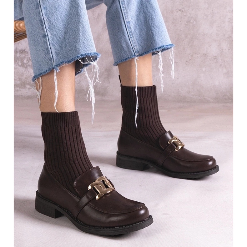 D/CEO Hnědé kozačky s látkovým svrškem značky Krisa hnědý 1