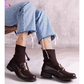 D/CEO Hnědé kozačky s látkovým svrškem značky Krisa hnědý 2