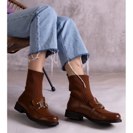 D/CEO Hnědé kozačky s látkovým svrškem značky Krisa hnědý 2