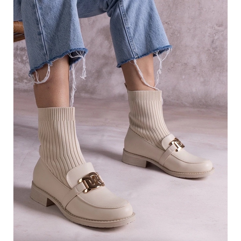 D/CEO Béžové kotníkové boty s látkovým svrškem značky Krisa béžový 1 D/CEO Béžové kotníkové boty s látkovým svrškem značky Krisa béžový 1