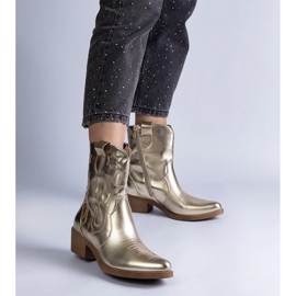 D/CEO Golden Boots Dámské kovbojské boty na kovovém příspěvku Madeira zlatý 2
