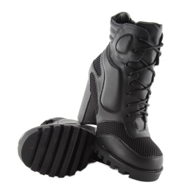 Černé kozačky na podpatku 9132 black černý 2