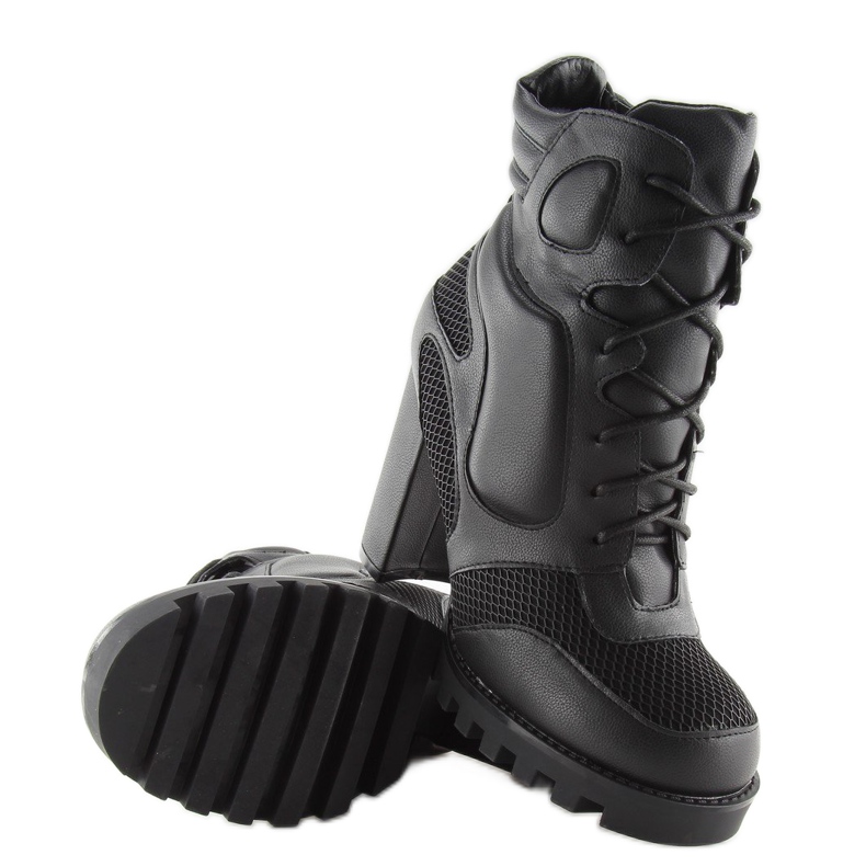 Černé kozačky na podpatku 9132 black černý 2