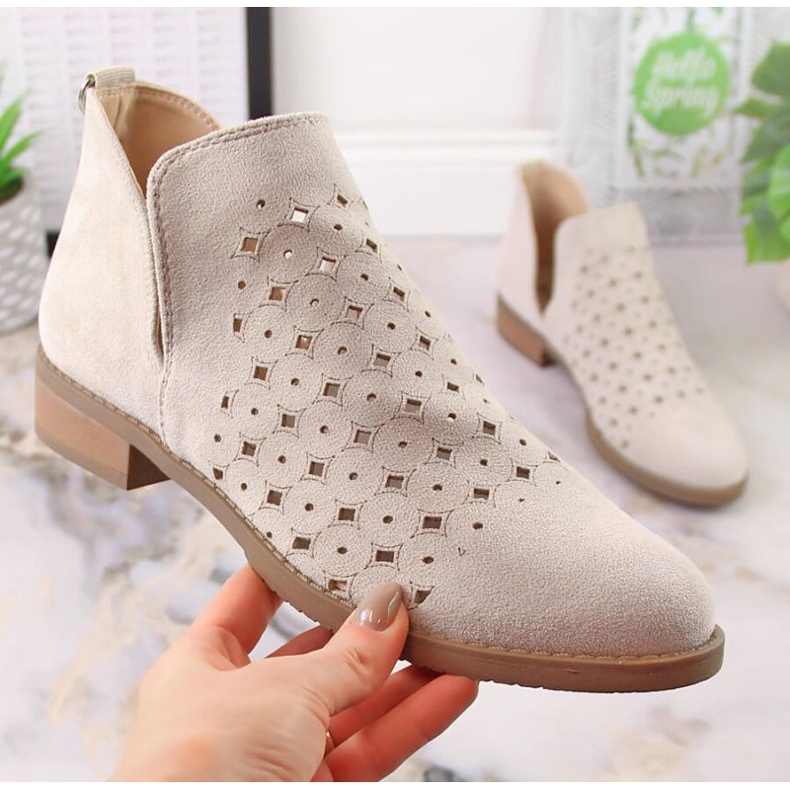 M.Daszyński Openwork Boots M. Daszyński SAN12B BEIGE béžový 1