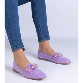 Violet Eco -Ccholar Moccasiny s krystaly fialová 1