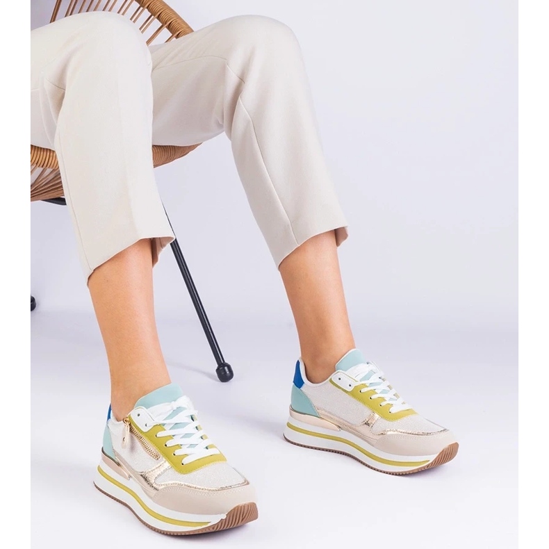 D/CEO Zelené sportovní tenisky na platformě se zlatým vložkou Isolde zelená 1