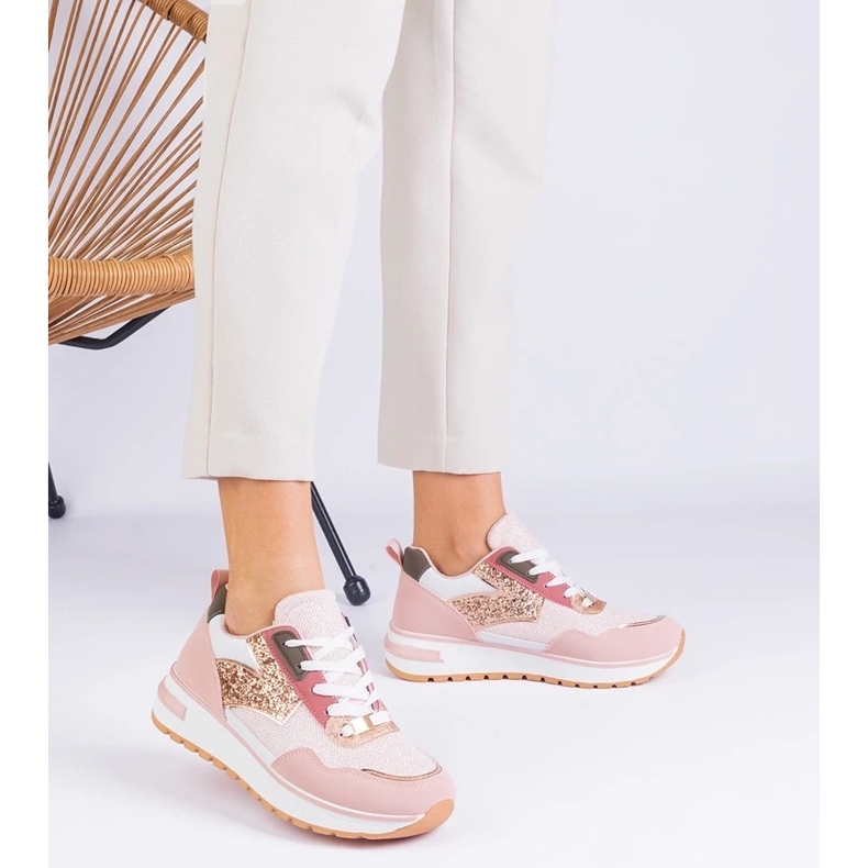 D/CEO Růžové tenisky na platformě zdobené třpytem Sonata růžový 2