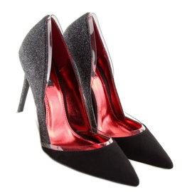 Černé brokátové podpatky 5127 černé černá šedá 1 Černé brokátové podpatky 5127 černé černá šedá 1