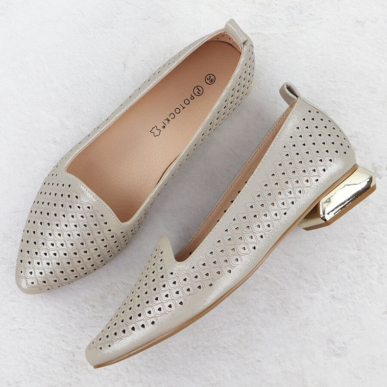 Dámské boty na dekorativní podpatku Beige Potocki SZ12574 béžový 2