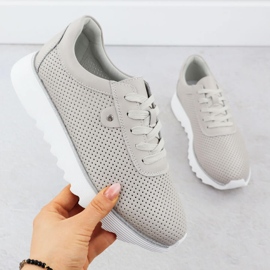 S.Barski Dámské kožené boty na platformě Openwork Beige S. Barski LR51-629 béžový 1