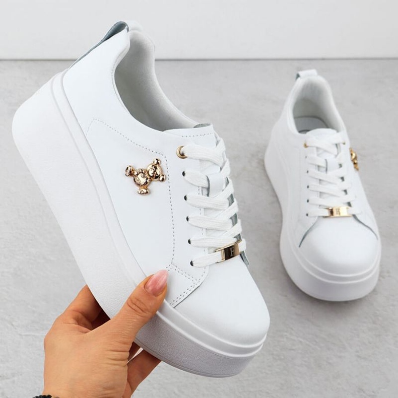 Boty na platformě Filippo Paw593 s medvíjem bílý 1