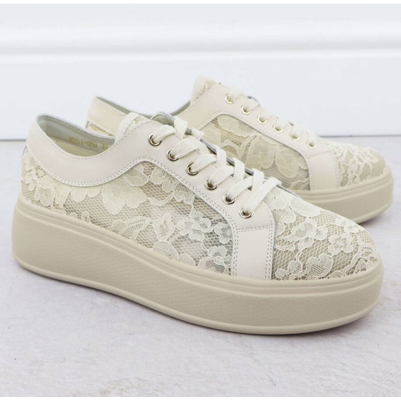 S.Barski Boty na platformě S. Barski HY51-059 BEIGE béžový 2