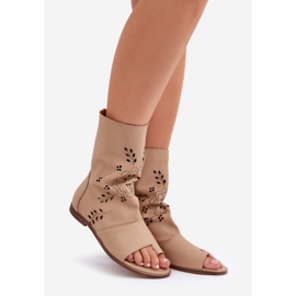 ZAZOO 3437 Kožené sandály s béžovým horním horním 1