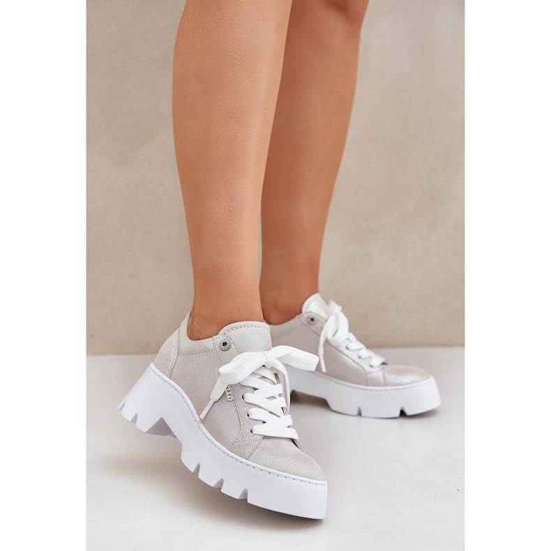 Sneakers Sportovní boty na stříbrné platformě Chebello 4632 stříbro 2
