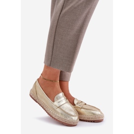 Dámské espadrilles s jutovým copním na plochém zlatém podrážce zlatý 1 Dámské espadrilles s jutovým copním na plochém zlatém podrážce zlatý 1