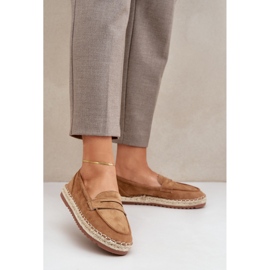 Dámské espadrilles s jutovým copním na velbloudském plochém hnědý 2