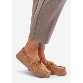 Dámské mokasíny na plochém podrážce velbloudu hnědý 1