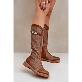 Boty na ploché paty Half -heel Hnědé telata hnědý 2