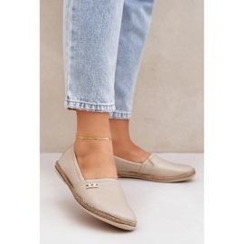 Elegantní kůže Espadrilles Dámská zazoo 10177 béžová béžový 2