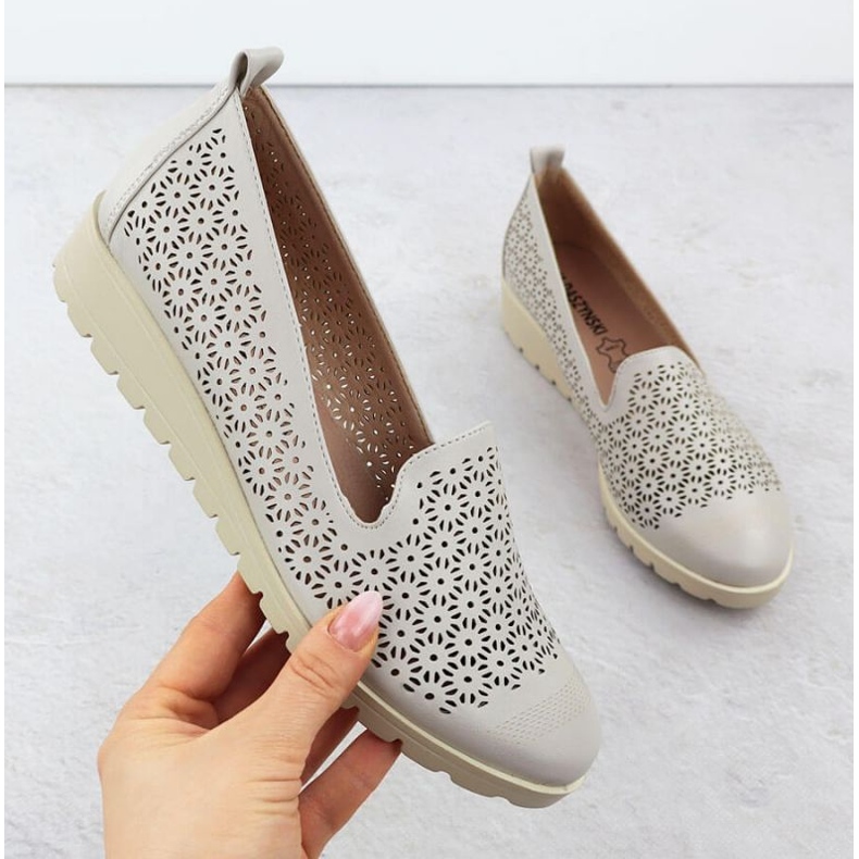 M.Daszyński Boty na M. Daszyński MR1628-20 v květech šedá 1