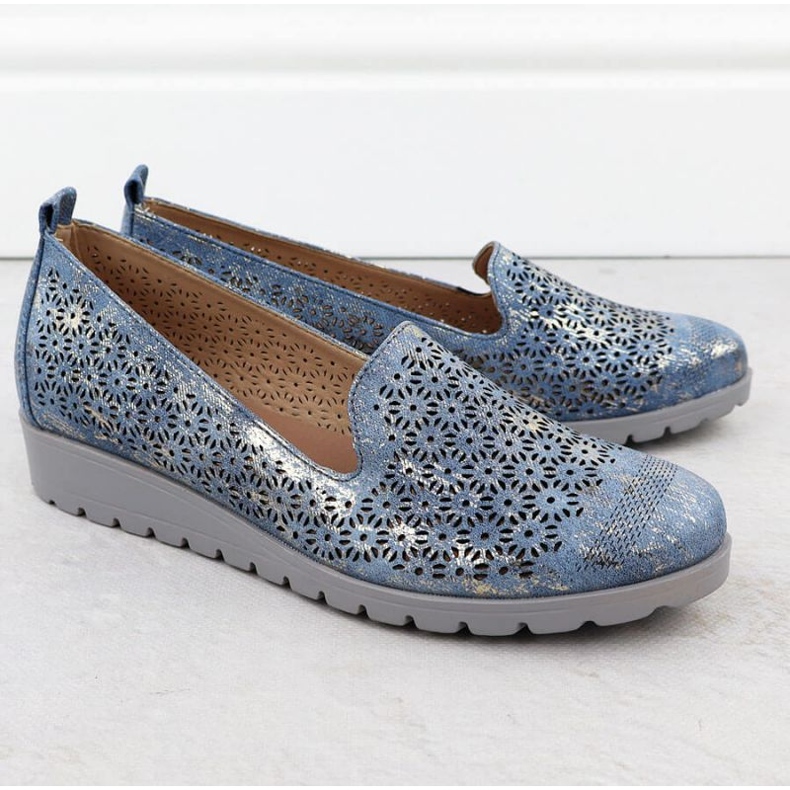 M.Daszyński Boty na M. Daszyński MR1628-20 v květech modrý 2