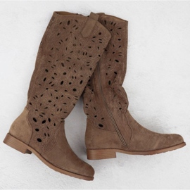 Openwork Boots Suede S.barski Hy51-176 Brown hnědý 1