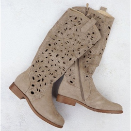 Openwork Boots Suede S.barski Hy51-176 Brown hnědý 1 Openwork Boots Suede S.barski Hy51-176 Brown hnědý 1