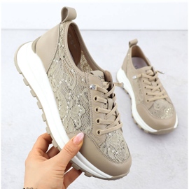 Tenisky dámských bot s krajkovými beige Vinceza 66783 béžový 1