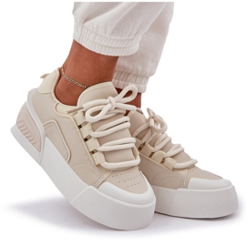 Dámské tenisky se silnými tkaninami na platformě Beige béžový 10