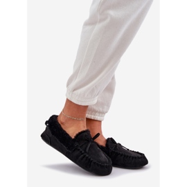 Dámské mokasíny s černou kožešinou černý 1