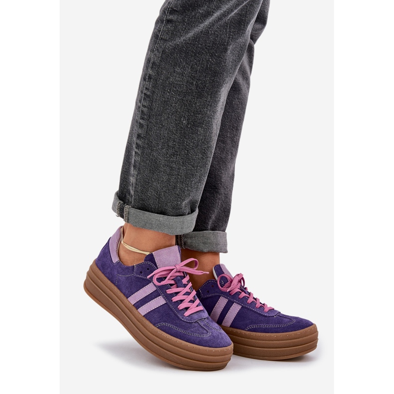 Zazoo N1068S4 Dámské semišové tenisky na platformě Dark Violet fialová 1