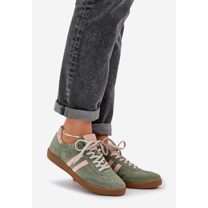 Zazoo N1068 Suede Low Dámské zelené tenisky zelený 1