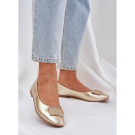 Ekologická kožená balerína se zlatou dekorací zlatý 2 Ekologická kožená balerína se zlatou dekorací zlatý 2