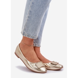 Ekologická kožená balerína se zlatou dekorací zlatý 1 Ekologická kožená balerína se zlatou dekorací zlatý 1