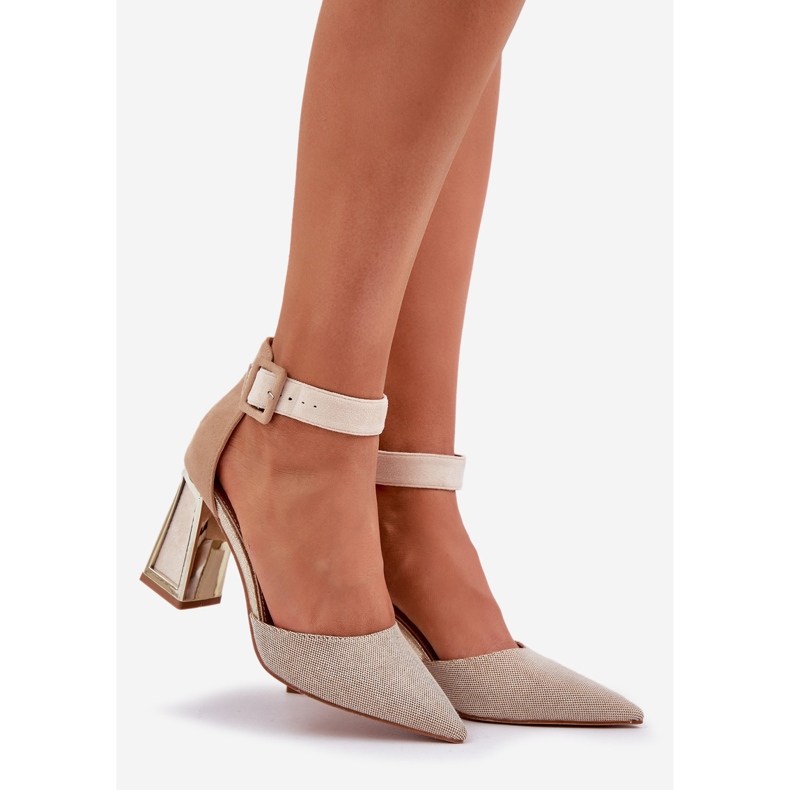 Sandály na sloupku s špičatými prsty na nohou béžový 1 Sandály na sloupku s špičatými prsty na nohou béžový 1