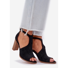 Sandály na ekologickém semišovém post černé černý 1