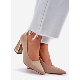 Elegantní čerpadla na sloupu temné špičky béžový 1