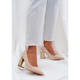 Elegantní čerpadla na pilířech ukazatele béžové nosy béžový 2 Elegantní čerpadla na pilířech ukazatele béžové nosy béžový 2