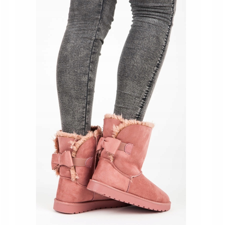 Suede Mukluki S Mašlí růžový 1 Suede Mukluki S Mašlí růžový 1