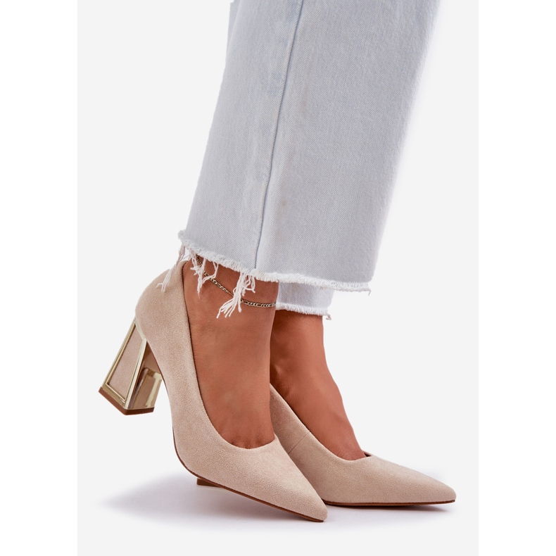 Elegantní čerpadla na pilířech ukazatele béžové nosy béžový 1 Elegantní čerpadla na pilířech ukazatele béžové nosy béžový 1