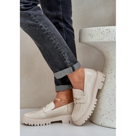 Malované dámské mokasíny s kolíky Beige Bear béžový 2